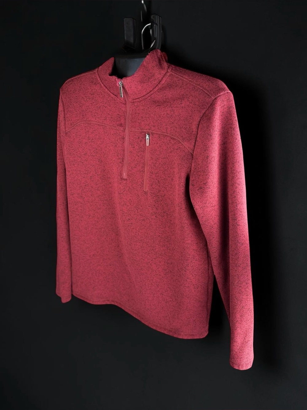 Jockey Mens Medium Red Quarter-Zip Pullover Fleece Sweater Casual Outdoor - Picture 6 of 16